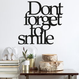 Wallity Dont Forget To Smile Escultura de pared de metal negra
